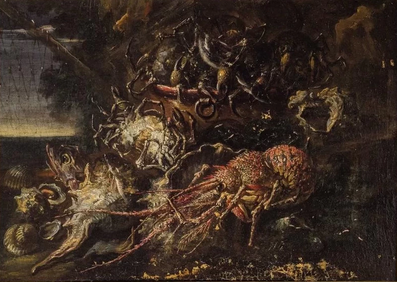 Natura morta con pesci e crostacei